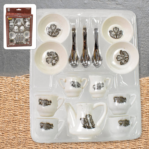 Tickles Tea toy Set | Coffee Kitchen Plastic Set (14 Pcs / Mix Size & Design)