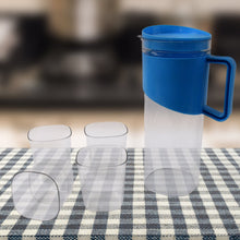 Transparent Premium Jug with Elegant Handle & 4 Plastic Glasses (2000 ML Approx)
