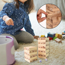 Wooden Tumbling Stacking Tower Game, Zenga tower (48 Pcs Blocks 2 Dices)
