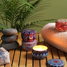 Premium Decorative Mandala Printed Metal Candle Container (4 Pc)