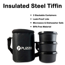 Insulated Stainless Steel Tiffin Lunch Box Set with Carry Bag (1 Set)