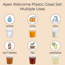 Apex Welcome Plastic Glass Set for Daily Use – Set of 6