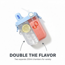 2in1 Dual Compartment Water Bottle with Straw & Adjustable Shoulder Straps (1 Pc/Multi color)