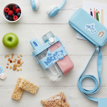 2in1 Dual Compartment Water Bottle with Straw & Adjustable Shoulder Straps (1 Pc/Multi color)