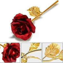 24K Artificial Golden Rose / Gold Red Rose with Gift Box (10 inches)