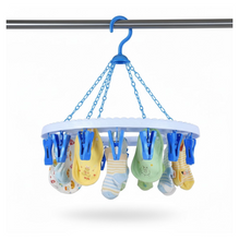 Plastic Round Cloth Drying Stand Hanger with 18 Clips (Multicolour)