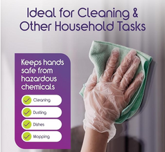 Large Disposable Gloves (100 Pcs): Clear Plastic, Multipurpose