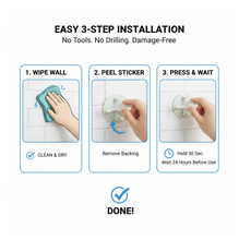 180° Rotating Punch-Free 3-Hook Sticky Hook – 1 Pc