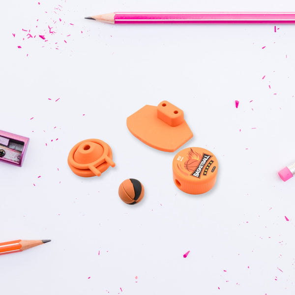 Football & Basketball Stationery Kit – Pencil, Sharpener & Eraser (Birthday Gift)