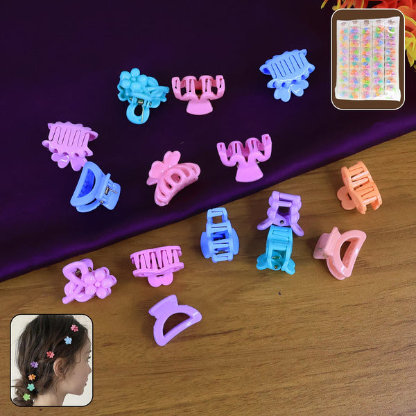 Plastic Small Hair Clips Girls Kids Hair Accessories (3 Pcs Set / Mix Color & Design)