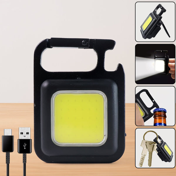 Mini Rechargeable Keychain Flashlight - 4 Light Modes Folding Bracket & Magnetic Base